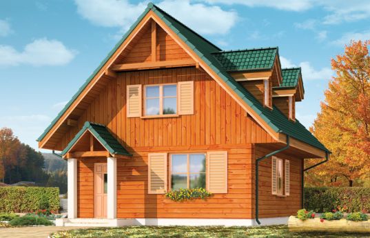 House plan D03 wooden Gregory - front visualization