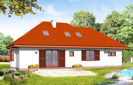 House plan Gargamel with garage - rear visualization