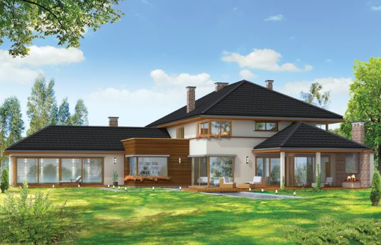 House plan Villa with pool - rear visualization