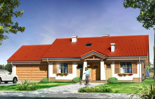 House plan Niezapominajka with garage 2 - front visualization